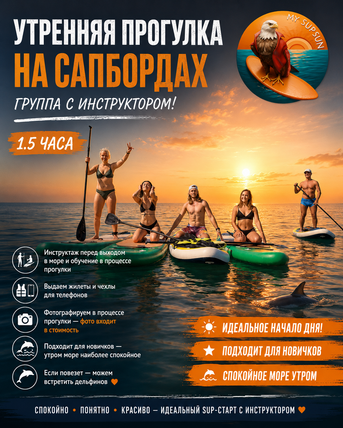 Утренняя SUP-прогулка у моря в Лазаревском